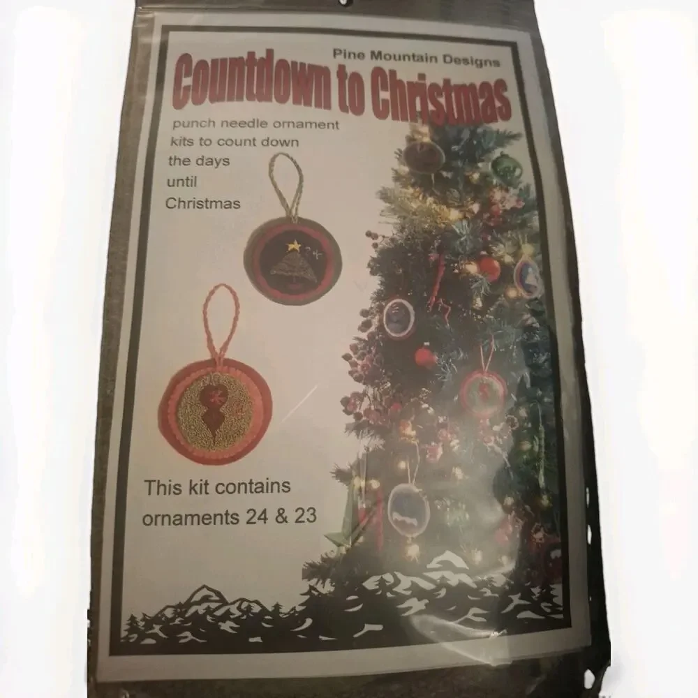 Pine Mountain Design Countdown To Christmas Ornament 24 & 23 Punch Needle Kit